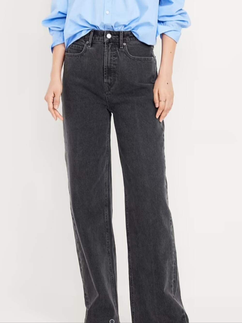 Old Navy Extra High Waisted Wide Leg  Faded Black Wash Jeans Size 6